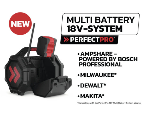 Perfectpro bouwradio met multi batterij 18 volt systeem