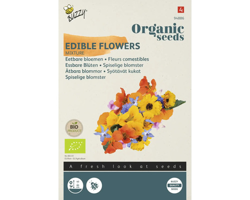 Buzzy Logo, Verpakking biologische bloemenzadenmengeling voor consumptie