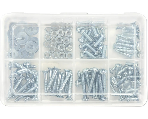 Assortimentsdoos met schroeven, moeren en ringen