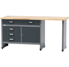 Werkbank met houten blad, laden en afsluitbare deur