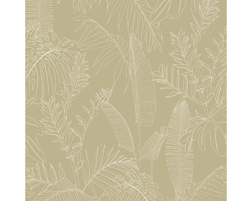 GRANDECO Vliesbehang bladeren beige Behang met plantenpatroon voor muren