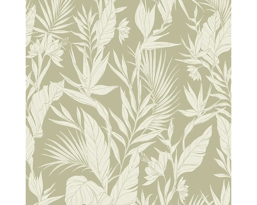 Behang met bloemmotief van bladeren en bloemen