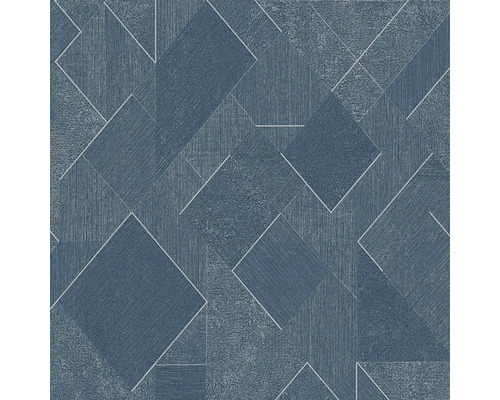 GRANDECO Vliesbehang geometrisch blauw Geometrisch behang met vierkanten en driehoeken