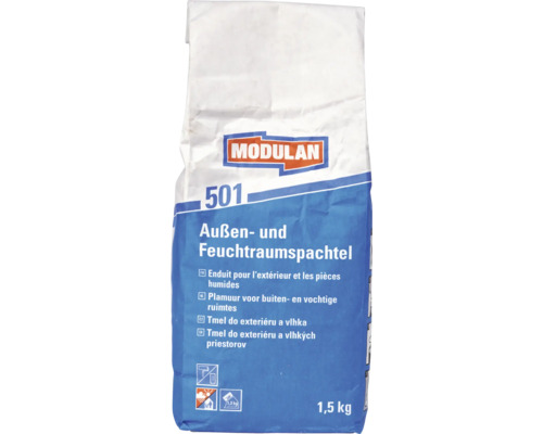MODULAN 501 Reparatie- en uitvlakspachtel buiten 1,5 kg Zak Modulan plamuur voor buiten- en vochtige ruimtes, 1,5 kilogram