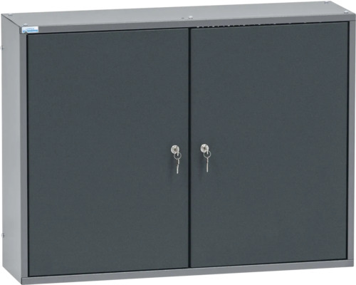 Metalen gereedschapskast met twee deuren en sleutels