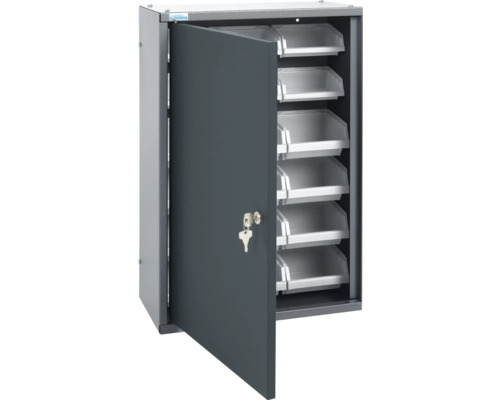 Kast met geopende deur en meerdere bakken