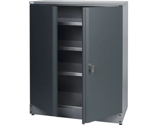 Stalen kast met planken en afsluitbare deur