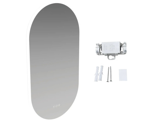 Ovale spiegel met verlichting en bevestigingsmateriaal