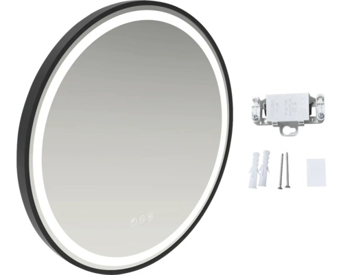 Ronde badkamerspiegel met ledverlichting en bevestigingsmateriaal