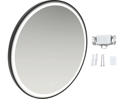 Ronde badkamerspiegel met ledverlichting en montageaccessoires