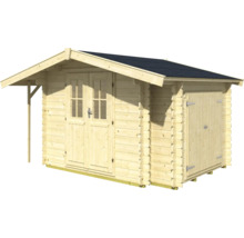 Houten tuinhuis met dubbele deur en enkele deur