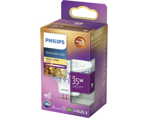 Philips LED-lamp, dimbaar, warm wit, 5 watt, GU5.3 fitting