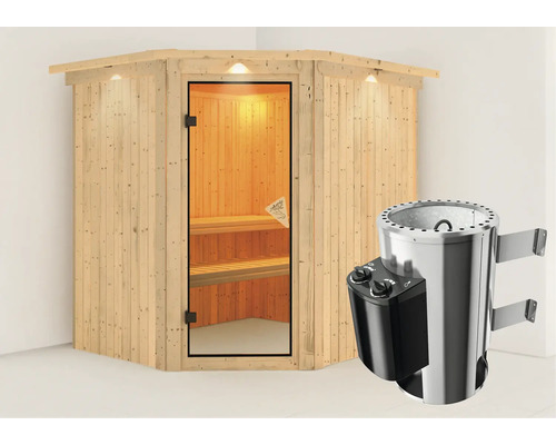 Houten sauna met saunakachel