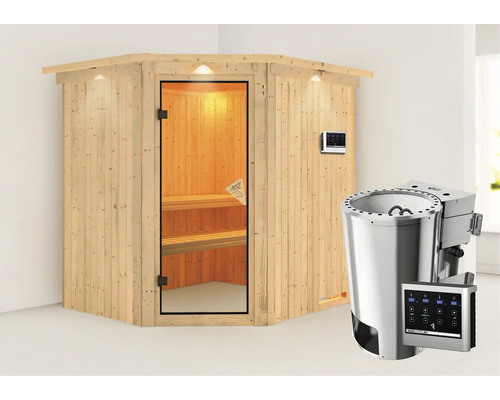 Houten sauna met saunakachel en digitale bediening