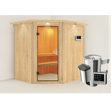 Sauna met saunakachel en bedieningspaneel