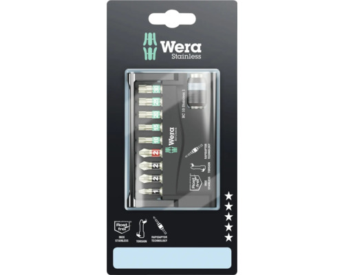 WERA Bitset Bit-Check 10 Stainless 1 SB, 10‑delig