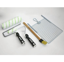 Verfrollerset met verfroller, kwast, afstrijkemmer en beugel