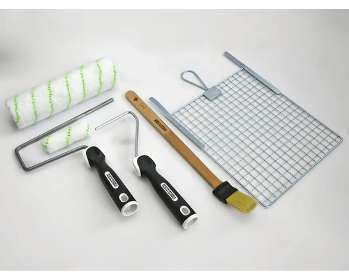 Verfrollerset met verfroller, kwast, afstrijkemmer en beugel