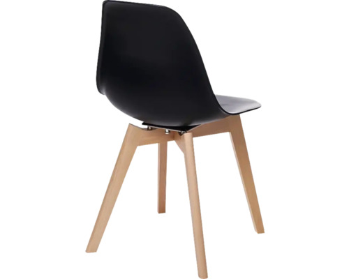 Zwarte stoel met houten poten