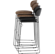 Stapel barkrukken met metalen frame en gestoffeerde zittingen.