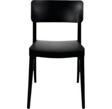 Zwarte stoel met rugleuning en vier poten