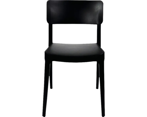 Zwarte stoel met rugleuning en vier poten