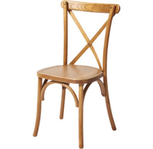 Houten stoel met gekruiste rugleuning