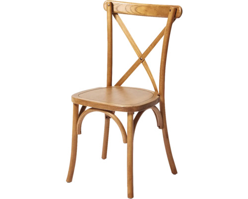 Houten stoel met gekruiste rugleuning
