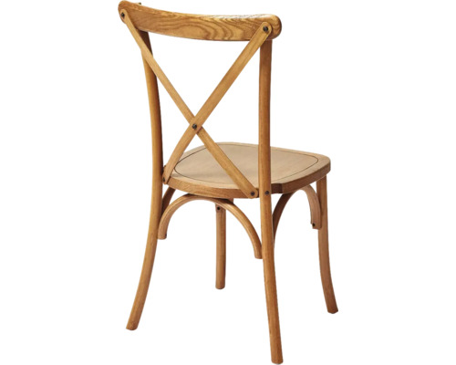 Houten stoel met kruislingse rugleuning