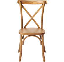 Houten stoel met X-vormige rugleuning voor binnenshuis