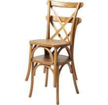 Houten stoel met gekruiste rugleuning voor binnenshuis