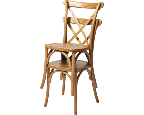 Houten stoel met gekruiste rugleuning voor binnenshuis