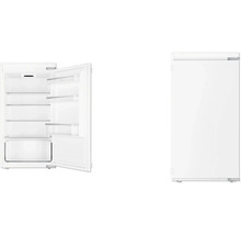 Inbouwkoelkast met open en gesloten deur.