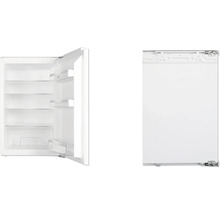 Inbouwkoelkast met open en gesloten deur.