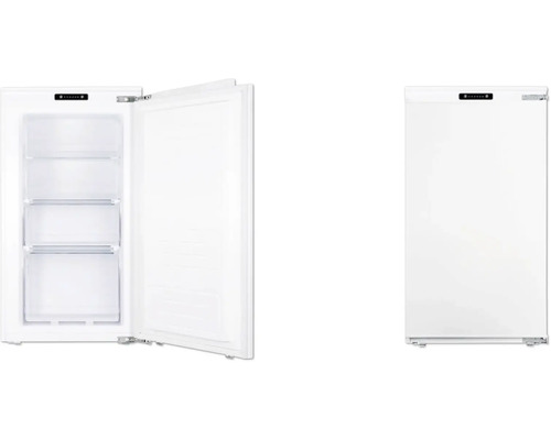 Vrijstaande vriezer met open en gesloten deur