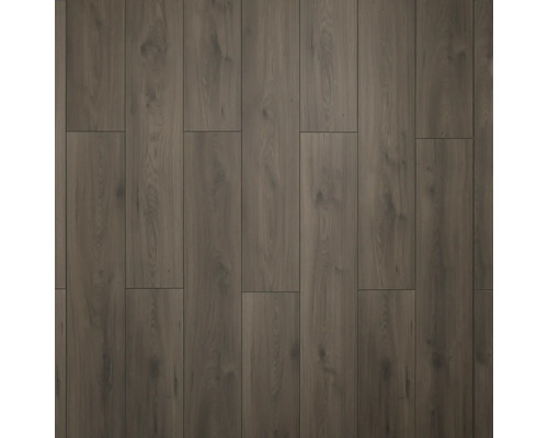 Donkere laminaatvloer met houtlook.