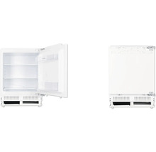 Inbouwkoelkast met open en gesloten deur