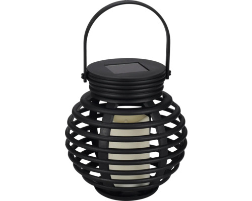 Zwarte solarlantaarn met handvat en kaars