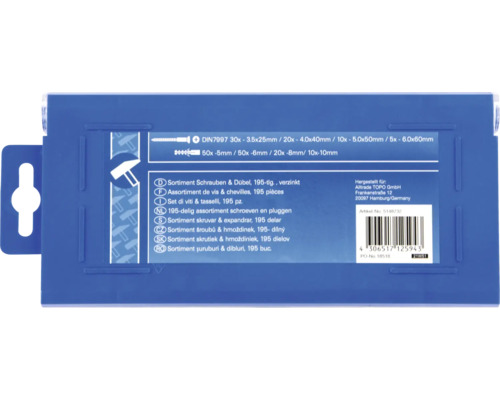 195-delig assortiment schroeven en pluggen