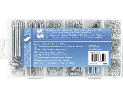 Assortiment trek- en drukveren met 200 stuks in sorteerdoos