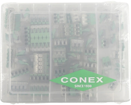 Doseklemmen set in transparante opbergdoos met Conex Logo