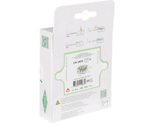 Verpakking van Conex verbindingsklemmen voor flexibele en massieve geleiders