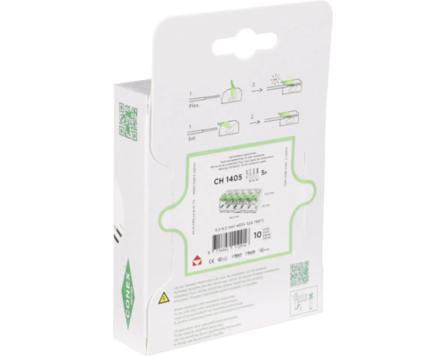 Conex Logo. Aansluitklemmenverpakking met installatie-instructies.