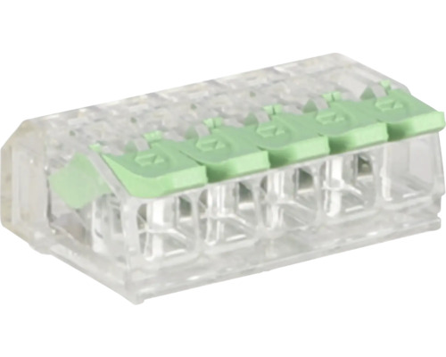 Klem voor elektrische leidingen met vijf ingangen