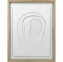 Decoratieve wanddecoratie met abstracte vormen in houten lijst