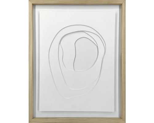 Decoratieve wanddecoratie met abstracte vormen in houten lijst