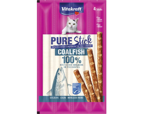 VITAKRAFT Pure Kattensnack sticks 4 st koolvis Vitakraft Pure Stick kattensnack met koolvis, 4 stuks