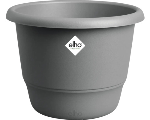 ELHO Bloempot Amiga kunststof antraciet Ø 25 cm H 18 cm Grijze kunststof bloempot met Elho logo