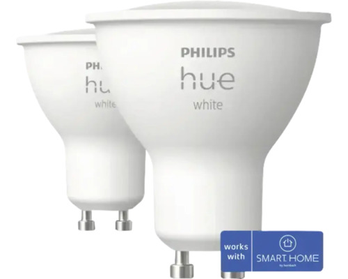 PHILIPS Hue White LED-lamp GU10/4,2W warmwit, 2 stuks Twee Philips Hue White lampen