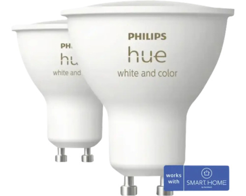 PHILIPS Hue White and Color Ambiance LED-lamp GU10/4,2W RGBW, 2 stuks Twee Philips Hue lampen voor binnenshuis